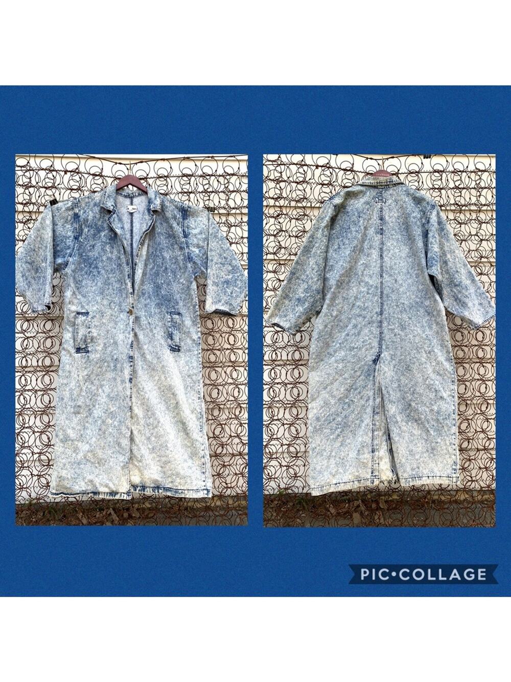 Vintage 80s On The Verge acid wash denim duster jacket grunge western XL?